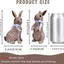 Rattan Effect Resin Easter Bunny Figurines Decor 2 PCS Wicker Looking Rabbit Decorations with Bow for Spring Table Centerpieces Indoor Farmhouse Home Decor(Small Rattan)