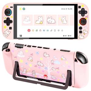 2 x Protective Case for Switch 2 (2025), Cute Cartoon Anti-Scratch Shockproof Cover, Anti-Fingerprint Cute pink rabbit design