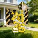 Class of 2026 Graduations Yard Signs, 3.5FT Large Gold 2026 Graduation Decorations Grad Yard Lawn Signs Decoration with Stakes for Outdoor Indoor Congrats Graduation Party Decor Supplies