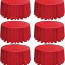 10 Pack Round Tablecloths - 120 Inch Red Polyester Cover for Round Tables, Stain and Wrinkle Resistant Washable Fabric Cloth for Wedding Banquet Parties