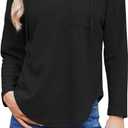 Womens Hoodies Long Sleeve Sweatshirts Pullover Top V Neck Drawstring Shirts With Pocket Loose Casual (Black, XL)