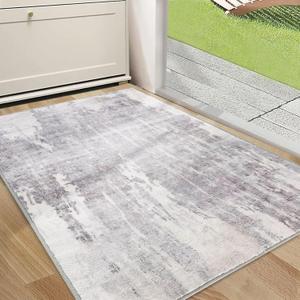 CRISTGEE Door Mat, Front Indoor Door Mat Faux Wool Non-Slip Entryway Rug Absorbent Abstract Throw Rug for Indoor Entrance Hallway Laundry Room, High Traffic Areas, 36X60 Inches, Gray Washable