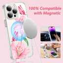 OOK Magnetic Case for iPhone 14 Pro Case Cute Flower Butterfly Design with 2 PCS Screen Protector [Compatible with MagSafe] for Girls Women Floral Clear Slim Phone Cover-Pink Lily Flower