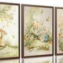 ZDFDFZ Woodland Animal Nursery Canvas wall art Cute Animals Forest Paintings Pictures Wall Decor Duck Bear Deer Poster Printing Artwork for Boys Room Girls Room Home Decoration Unframed