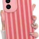 KANGHAR Compatible with Samsung Galaxy S25 Plus Case, Silicone Stripes Cute Pattern, Camera Protection Soft Slim Phone Case for Girls Women -Pink