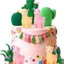 Llama Cactus Cake Decorations Mexican Fiesta Party Decorations Mini Llama Figurine Cake Topper Cinco De Mayo Alpaca Party Supplies
