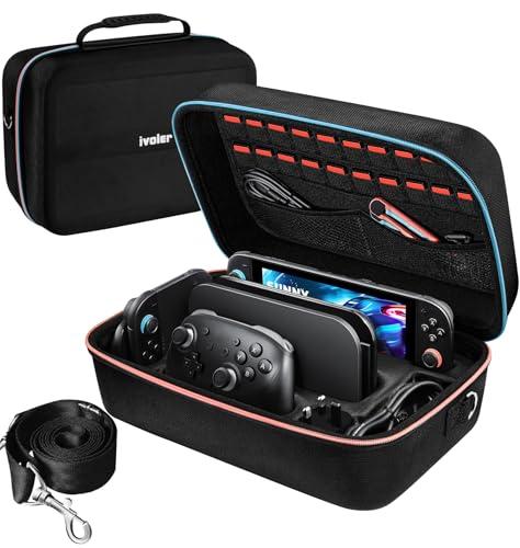 Ivoler Carrying Storage All in One Case for Nintendo Switch 2 (2025),Portable Travel All Protective Hard Messenger Bag Soft Lining 20 Games for Switch 2 Console Pro Controller Accessories Black