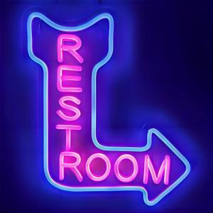 Restroom Neon Sign - Toilet Neon Light with Arrow for Restaurant,Store,Bar,Bathroom Office Hotel Decor (Right Blue)