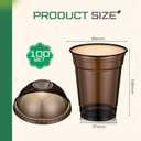 Ferrochef Black Plastic Cups with Lids 12 oz Plastic Disposable Cup with Lids Leak-proof Iced Coffee Juice Cups for Black Party Birthday Weddings Coffee Shops(100 Set,89mm) (EXP 11/19/26)