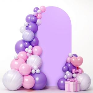 LEBENGURU Upgraded 6FT Open Arch Backdrop Cover, Purple Spandex Fitted Round Top Wedding Arches, Double-Sided U-Shaped Arch Chiara Stand Covers for Birthday Party Baby Shower Banquet Balloon Dcor