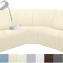 Waterproof Reclining Sectional Couch Covers Washable L Shaped Couch Cover for Sectionals Recliner Sofa Covers Stretch Corner Recliner Slipcovers for Dogs (5 Seater Cover, Beige)