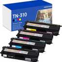 TN-310 Black Cyan Magenta Yellow Toner Cartridge Compatible for Brother TN310 TN310BK TN310C TN310M TN310Y Toner for HL-L8350CDW HL-4150CDN MFC-L8850CDW MFC-9970CDW MFC-L8600CDW Printer, 4 Pack