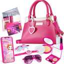 Shemira Play Purse for Little Girls, Princess Pretend Toys for Girls 3 4 5 6 7 8 Years Old, Christmas & Birthday Gift for Kids Age 3-5 4-6 6-8, Toddler Purse with Accessories, Kids Toy Purse,Pink