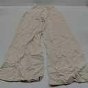Faleave Women's Cotton Linen Summer Palazzo Pants Flowy Wide Leg Beach Trousers with Pockets (Apricot) XS