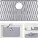 Silicone Sink Protectors for Kitchen Sink with Rear Drain - 26"x 14" Kitchen Protector Accessory, Non-Slip Heat Resistant Grid Mat for Bottom of Farmhous Peorcelain Stainless Steel(Rear Hole) (Gray(1 Pack))