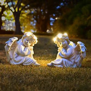 Angel Statue Garden Decor for Outside Solar Yard Art Outdoor Decorations Patio Porch Home Lawn Ornaments Christmas Light up Figurine Backyard Memorial Gift Idea Mom Mother Grandma