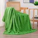 Bright Green Fleece Throw Blanket 5060 for Couch Sofa Bed,Super Soft Cozy Plush Microfiber Flannel Blanket with Stripes Design Lightweight for Adults,Woman,Girls