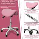 Saddle Stool with Wheels,Rolling Stool,Rolling Chair Ergonomic Swivel Rolling Chair with Hydraulic Lifting Height Adjustable Rolling for Office Medical Massage Salon Drafting(Pink)