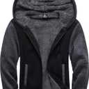 SCODI Hoodies for Men Heavyweight Fleece Sweatshirt - Full Zip Up Thick Sherpa Lined Hooded Jacket (XX-Large, Black Grey)