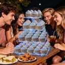 YestBuy 4 Tier Acrylic Cupcake Stand Afternoon Tea Cake Stand Large Cupcake Stand Cupcake Tower Cupcake Holder for Pastry + LED Light String Ideal for Weddings Birthday Bar Party Dcor (Blue Light)