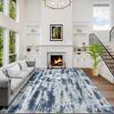10x14 Area Rugs Washable Rug: Modern Abstract Living Room Rug Soft Anti-Skid Thin Carpet Indoor Floor Non-Shedding Carpets for Bedroom Dining Room Farmhouse Nursery Home Office Blue Grey