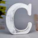 WOODOUNAI 8 Inch Rustic White Wood Letters Unfinished Wood Letters for Wall Decorative White Retro Standing Letters Sign Board Decoration for Craft Home Party Projects (C)