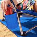 Huskfirm Low Beach Chairs 2 Pack, Backpack Beach Chairs for Adults Blue | Folding Lightweight Aluminum Beach Chair with Cup Holder & Carry Bag, Heavy Duty Beach Chair Set for Beach, Camping, Concerts