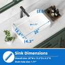 KINGWONG Vessel Sink for Bathroom 20 Inch Modern Rectangular Bathroom Vanity Sinks Above Counter White Ceramic Porcelain Countertop Basin sink 20x13