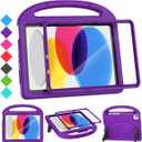 SUPLIK Kids Case for iPad A16 11 inch 2025 (11th Gen) & iPad 10th Generation (10.9" 2022), Durable Shockproof Stand Cover with Screen Protector/Pencil Holder/Handle for Kids, Purple