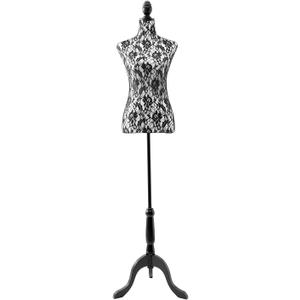 Adjustable Female Pinnable Mannequin Torso with Tripod Base for Display (Black)
