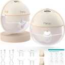 Paruu Hands Free Breast Pump P16, Wearable Breast Pump Electric Portable with 4 Modes & 12 Levels, Max 309mmHg Strong Suction 19/21/24mm Flange Inserts Wearable Breastfeeding Pump, 2 Pack Nude