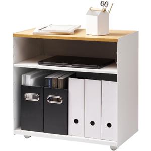 YAMAZAKI Home Hideaway Storage Cart, Rolling Cart Adjustable Shelves, White, One Size