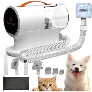 Dog Grooming Vacuum Kit with Pet Clippers, 12000Pa Dogs Vacuum for Shedding Grooming, 5 Grooming Tools Home Cleaning in 1, 2L Dust Cup Low Noise Pet Grooming Vacuum for Dogs, PG100