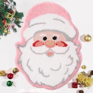 Pink Santa Claus Bathroom Rug - Soft & Absorbent Christmas Bath Mat, Non-Slip Cute Holiday Decor - Funny Washable Pink Christmas Bathroom Decor for Women & Kids