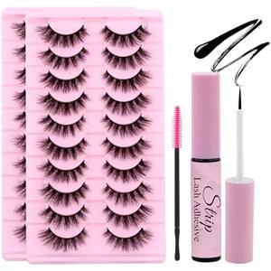 Natural Eyelash Clusters Kit Wispy 10 Pairs Waterproof Lash Glue Strip Lash Multipack Individual Nature Look Cluster Lashes Kit (10 Pairs-XH42 kit)