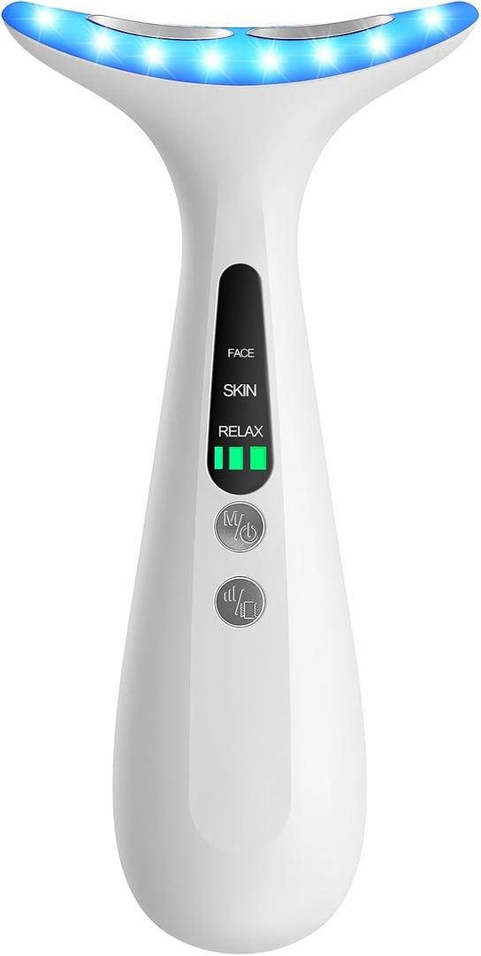 Facial and Neck Massager for Face, Neck - Skin Lifting & Firming - Wrinkle & Dark Circle Reducer - at Home Skin Care Face Sculpting Tool and Neck Massager-White (Single Head, White-single Head)