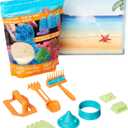 Amazon Basics 3lbs Moldable Sensory Play Sand with Castle Molds and Tool Set, for Kids Ages 3 and Up, Medium, Natural Sand, 11 Count (Pack of 1)