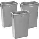 Alpine 23 Gallon Slim Trash Can - Open Top 3 Pack Slender Commercial Garbage Bin - Heavy Duty Plastic for Homes Offices and Other Commercial Space (Grey)
