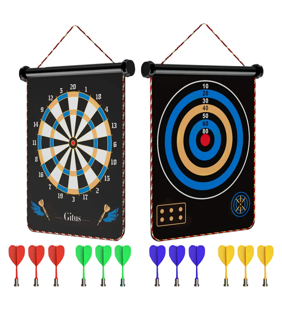 Gitus Magnetic Dart Board Indoor Outdoor Games for Kids with 12 Darts, Gifts for Teenage Boys Teen Boy Gift Ideas Gifts for Boys 8 9 10 11 12 13 14 Years Old Game Room Decor