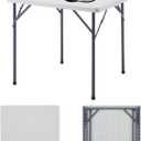 BOOSDEN 32 Inch Square Folding Table, Lightweight Folding Card Table, Indoor Outdoor Portable Utility Foldable Tables, Collapsible Legs Plastic Table for Puzzles Game Crafting Camping Picnic Party (80 X 80cm Square)