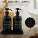 Glass Soap Dispenser Set of 2 (Black) with Silicone Tray | Hand and Dish Soap Dispenser for Kitchen and Bathroom | 16.8 Oz Glass Bottles with Stainless Steel Pump & 15 Waterproof Labels (Black)