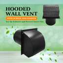 8 Inch Black Hooded Wall Vent Cover with Screen and Damper