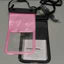 Double Space Waterproof Phone Pouch, 2 Pack Waterproof Phone Case with Lanyard for iPhone 16 15 14 Pro Max up to 8.5, Cellphone Dry Bag for Beach Vacation Travel Cruise Essentials (Black&Pink)