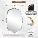 ANDY STAR Brushed Gold Oval Bathroom Mirror, 26x38 Inch Wavy Scalloped Wall Mirror, Anti-Rust Brass Metal Mirror for Bathroom Hang Vertical or Horizontal