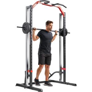 Sunny Health & Fitness Premium Smith Machine & Squat Cage Rack, Pull-Up Bar, Spotter Blocks for Weightlifting & Bench Press for Home Gym Strength Training