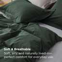 Bedsure 100% Washed Cotton Duvet Cover Queen Size - Forest Green Minimalist Bedding Set Linen Like - PureWoven Plain Simple & Soft Comforter Cover for All Seasons (Forest Green, Queen, 90"x90")