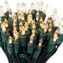612 Vermont 100 LED Clear Twinkle Christmas Lights on Green Wire, UL Approved, Indoor and Outdoor Use, 24.75 Foot of Lighted Length, 25.4 Foot of Total Length