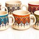 Handcrafted Set of 6 Ceramic Tea Cups 150 ML Elegant Porcelain Breakfast Coffee Mugs Boho Style For Cortado Cappuccino Espresso Kulhad Chai Microwave & Dishwasher Food Safe For Home Office Kitchen