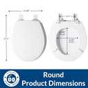 Mayfair Cassel Slow Close Toilet Seat, Easy Clean, Non Slip Premium Wood Seat, Easy Install, Made in USA, Round, White