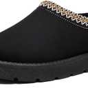 Women's Slippers Platform Mini Boots Anti-Slip Short Ankle Boot Faux Fur Sneakers Winter Cozy Warm House Shoes Indoor Outdoor (Black, Size 8)